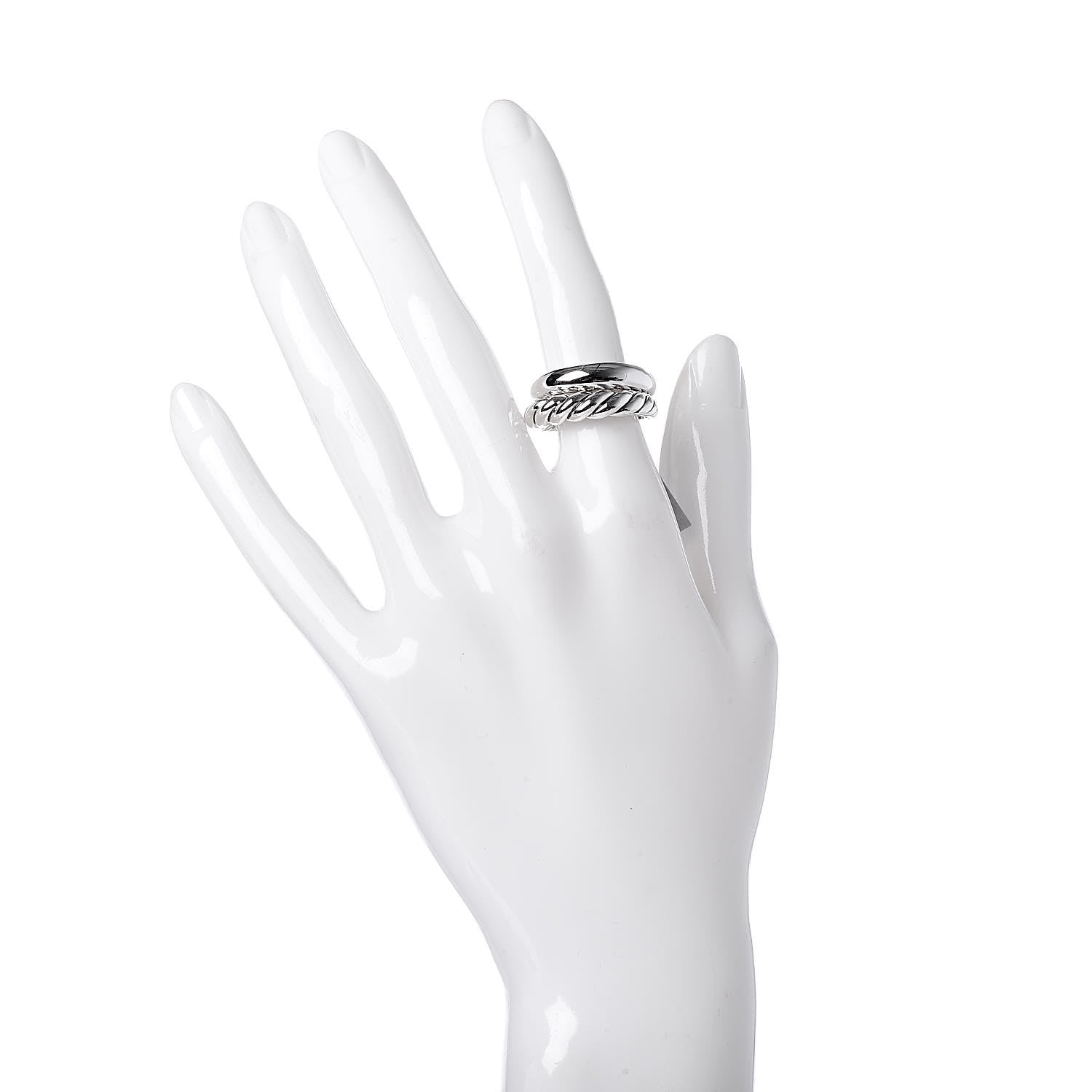 David Yurman Sterling Silver 5mm Pure Form Set of 2 Stack Rings 54 7 2 of 5