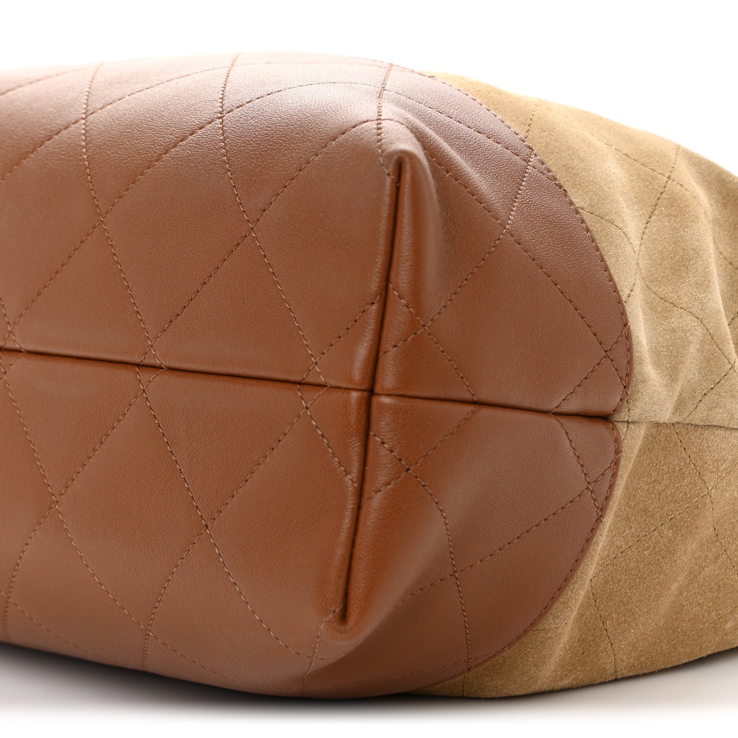 Chanel Suede Calfskin Shiny Lambskin Quilted Small Coco Base Shopping Bag Beige Camel 10 of 10