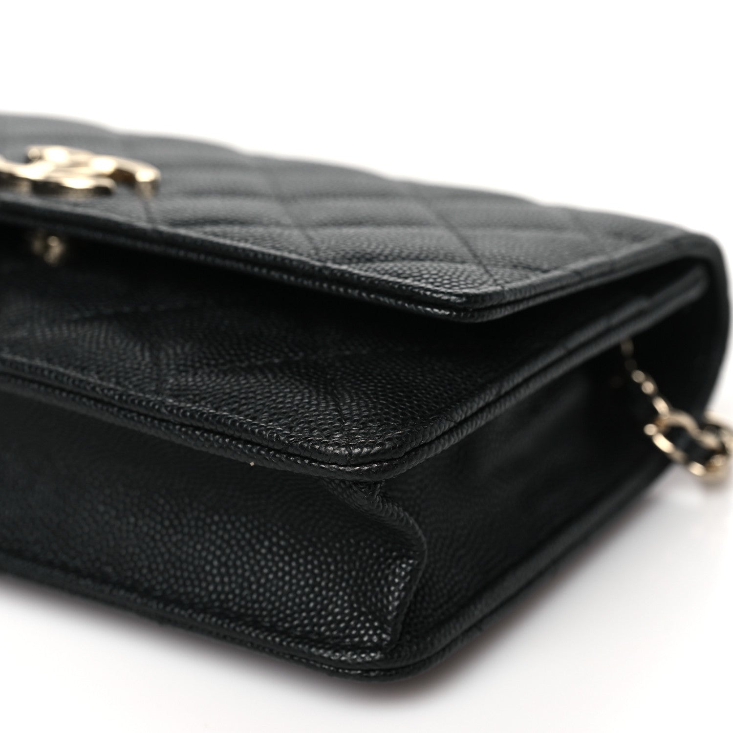 Chanel Caviar Quilted Striated CC Wallet On Chain WOC Black 11 of 11