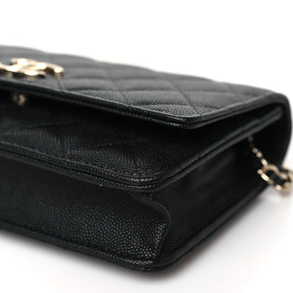 Chanel Caviar Quilted Striated CC Wallet On Chain WOC Black 11 of 11