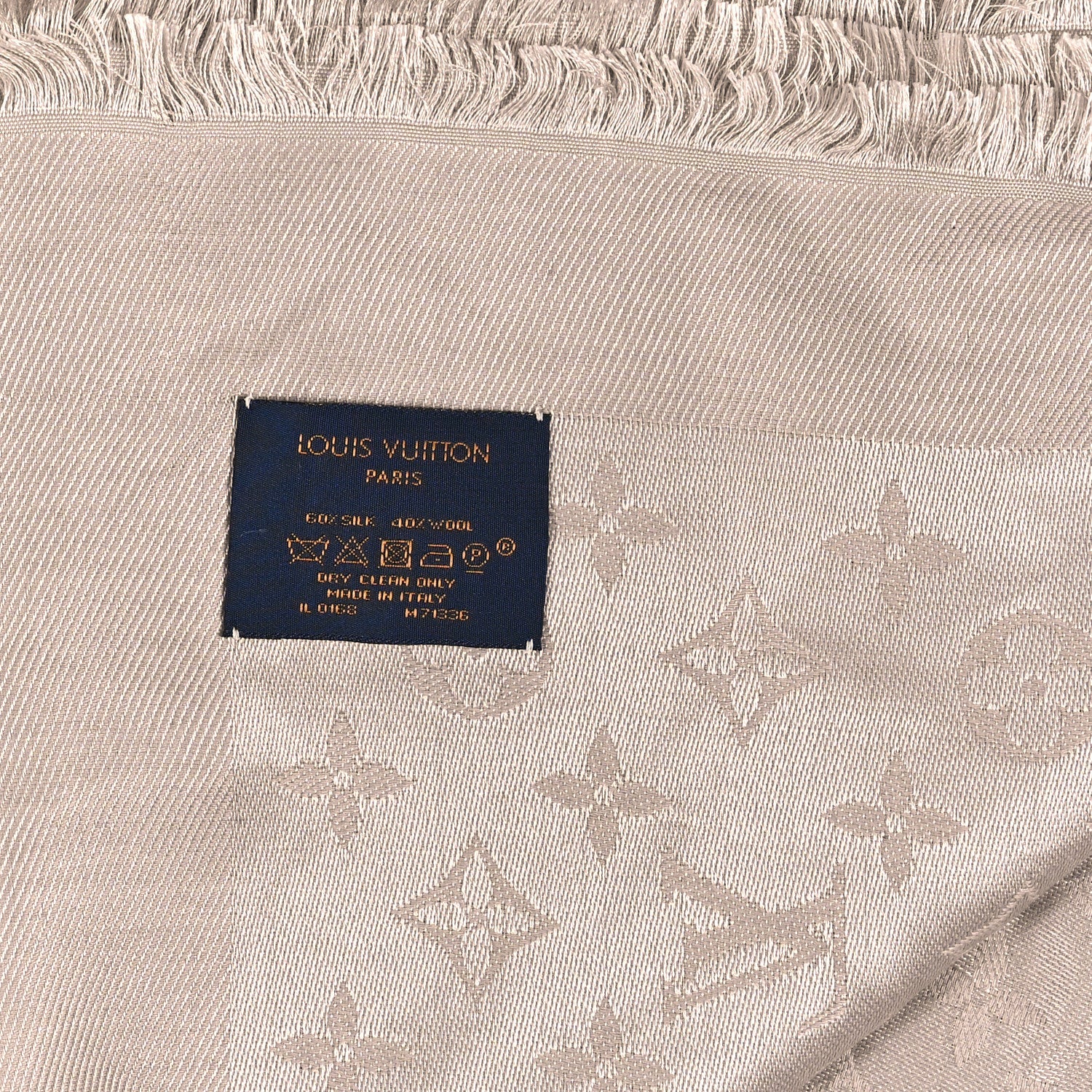 Louis Vuitton Silk Wool Monogram Shawl Greige 3 of 3