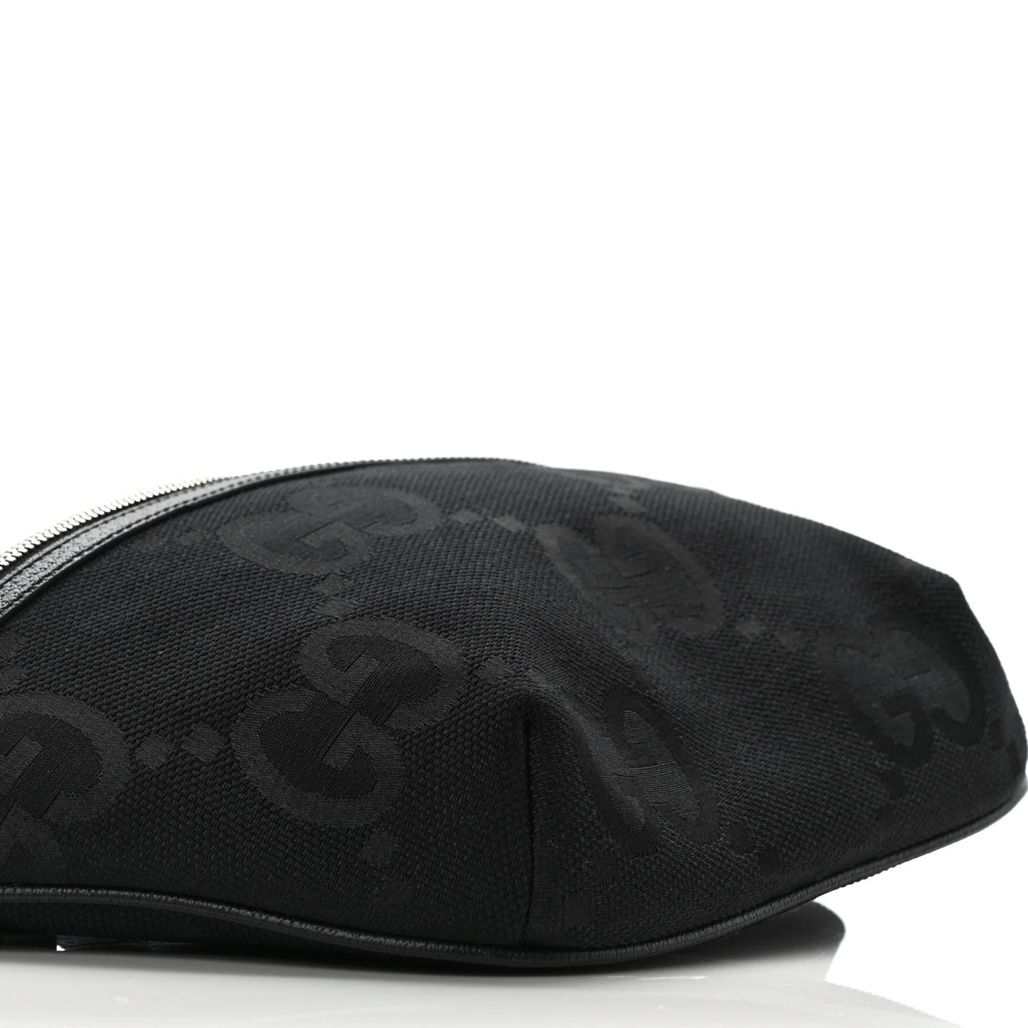 Monogram Jumbo GG Textured Dollar Calfskin Web Belt Bag Black