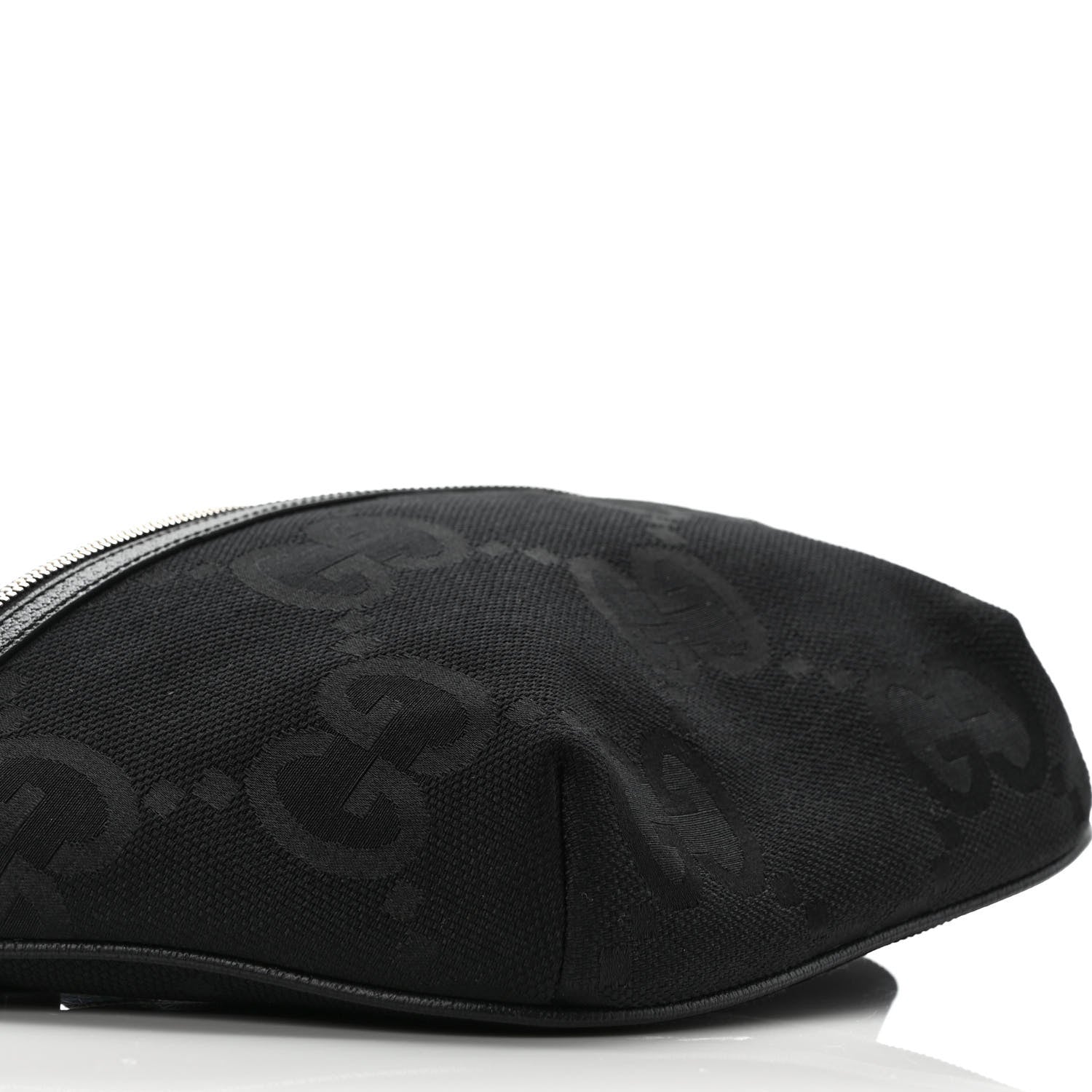 Gucci Monogram Jumbo GG Textured Dollar Calfskin Web Belt Bag Black 6 of 7