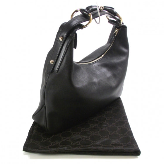 Gucci Leather Medium Horsebit Chain Hobo Black 3 of 10