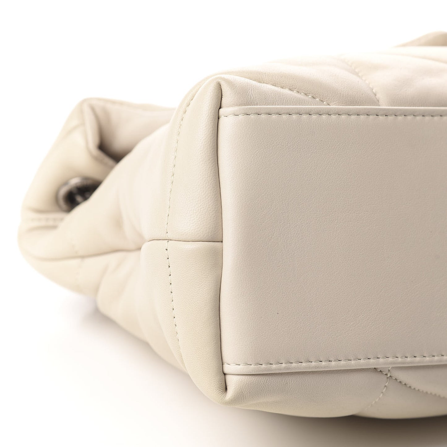 Lambskin Quilted Small Loulou Puffer Monogram Chain Satchel Blanc Vintage
