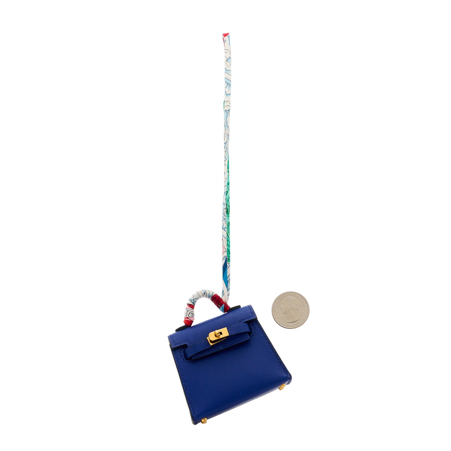 Hermes Tadelakt Mini Kelly Twilly Bag Charm Bleu Electrique 2 of 6