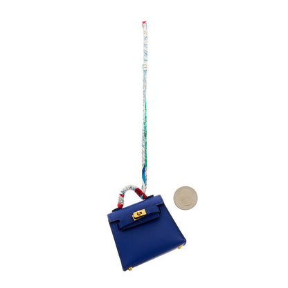Hermes Tadelakt Mini Kelly Twilly Bag Charm Bleu Electrique 2 of 6