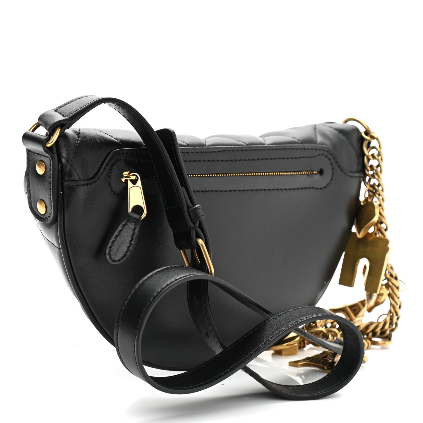 Calfskin Quilted XXS Souveniers Charms Belt Bag Black