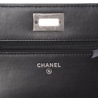 Chanel Aged Calfskin Chevron Quilted Reissue Wallet On Chain WOC Black 6 of 12