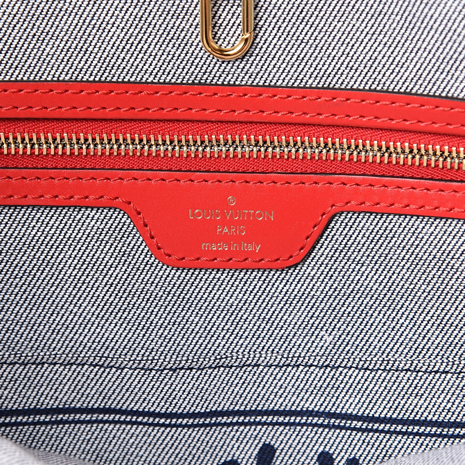 Louis Vuitton Denim Damier Monogram Onthego Blue Rouge 5 of 9