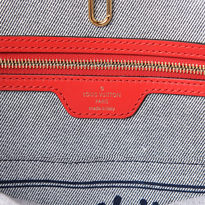 Louis Vuitton Denim Damier Monogram Onthego Blue Rouge 5 of 9