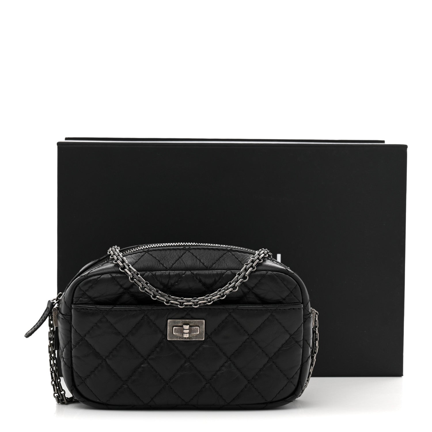 Chanel Aged Calfskin Quilted Mini Reissue Camera Case Black 9 of 9
