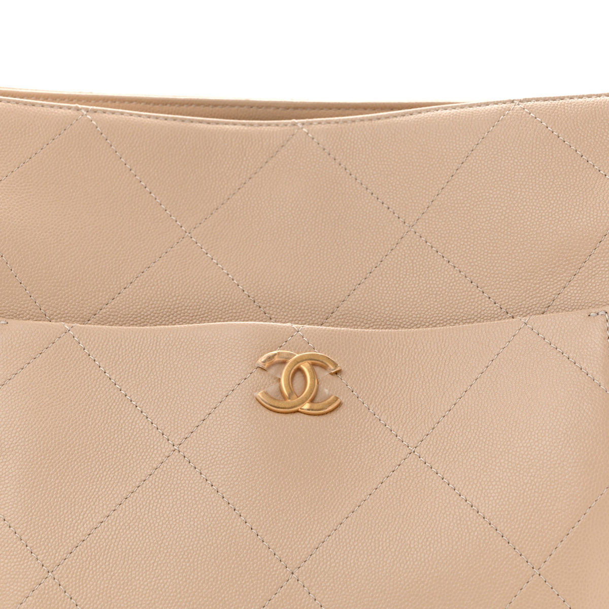 Chanel Caviar Stitched Pocket CC Large Tote Beige 9 of 14