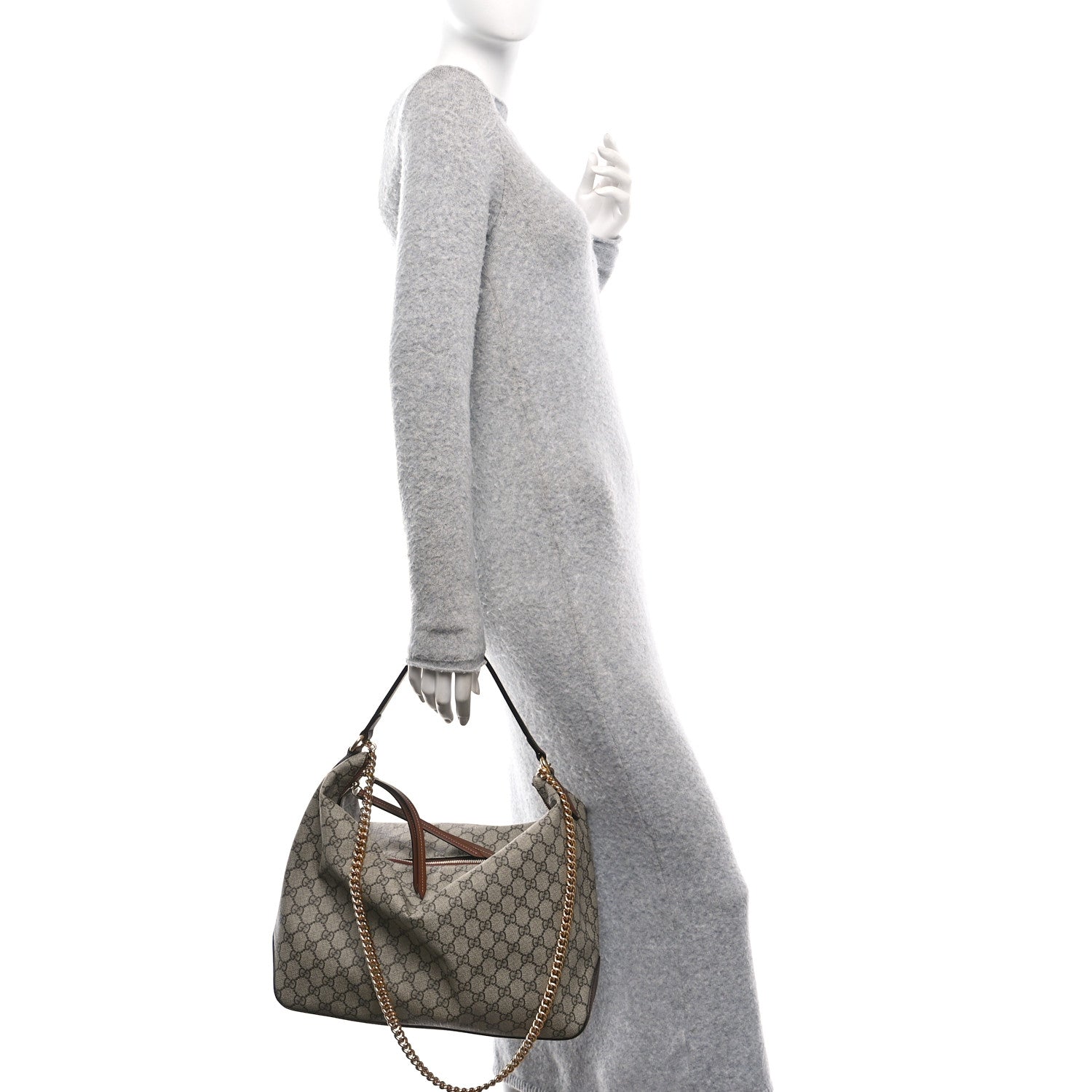 Gucci GG Supreme Monogram Large Linea A Hobo Light Brown 2 of 10
