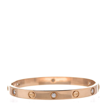 Cartier 18K Yellow Gold 6 Diamond LOVE Bracelet 17 1 of 4