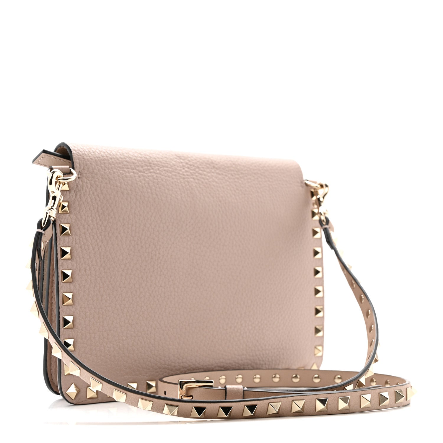 Valentino Garavani Grained Calfskin Small Rockstud Flap Crossbody Bag Poudre 3 of 12
