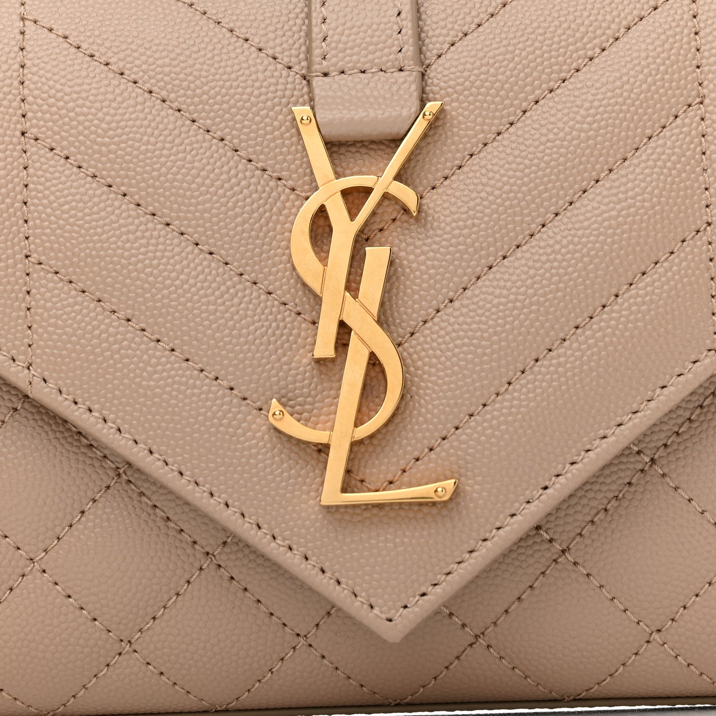 Grain De Poudre Textured Mixed Matelasse Triquilt Small Monogram Satchel Dark Beige