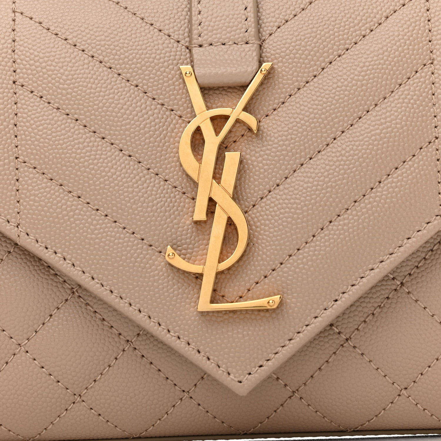 Saint Laurent Grain De Poudre Textured Mixed Matelasse Triquilt Small Monogram Satchel Dark Beige 8 of 10