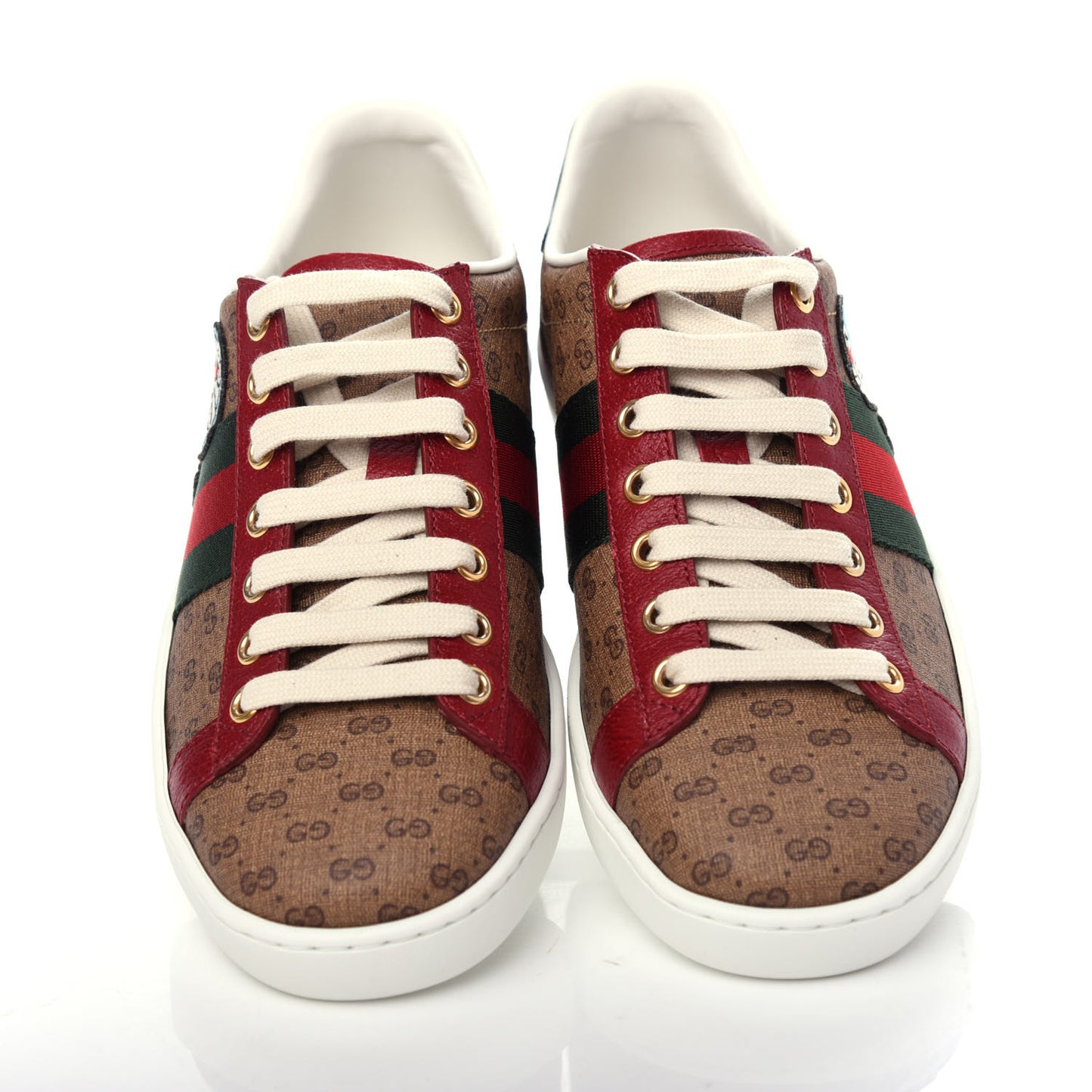 X DORAEMON Mini Vintage GG Supreme Monogram Web Womens Ace Sneakers 35.5 Beige Cherry Red