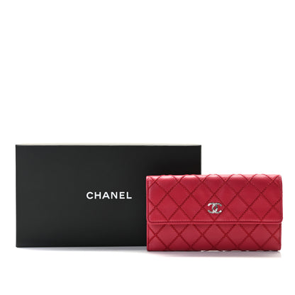 Chanel Calfskin Stitched Fancy CC Long Double Wallet Rose Fonce 9 of 9
