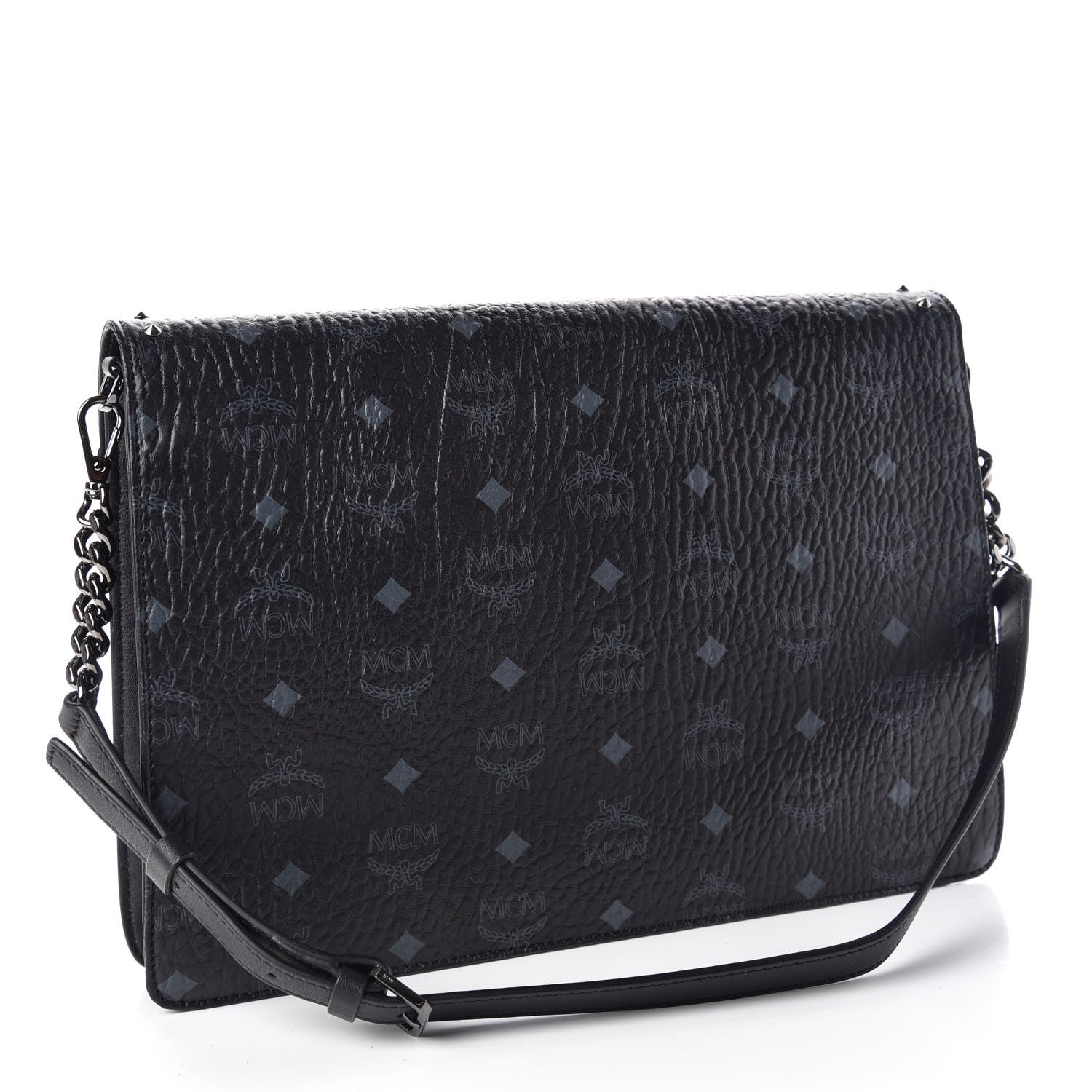 MCM Visetos Mixed Media Large Patricia Convertible Crossbody Black 3 of 9