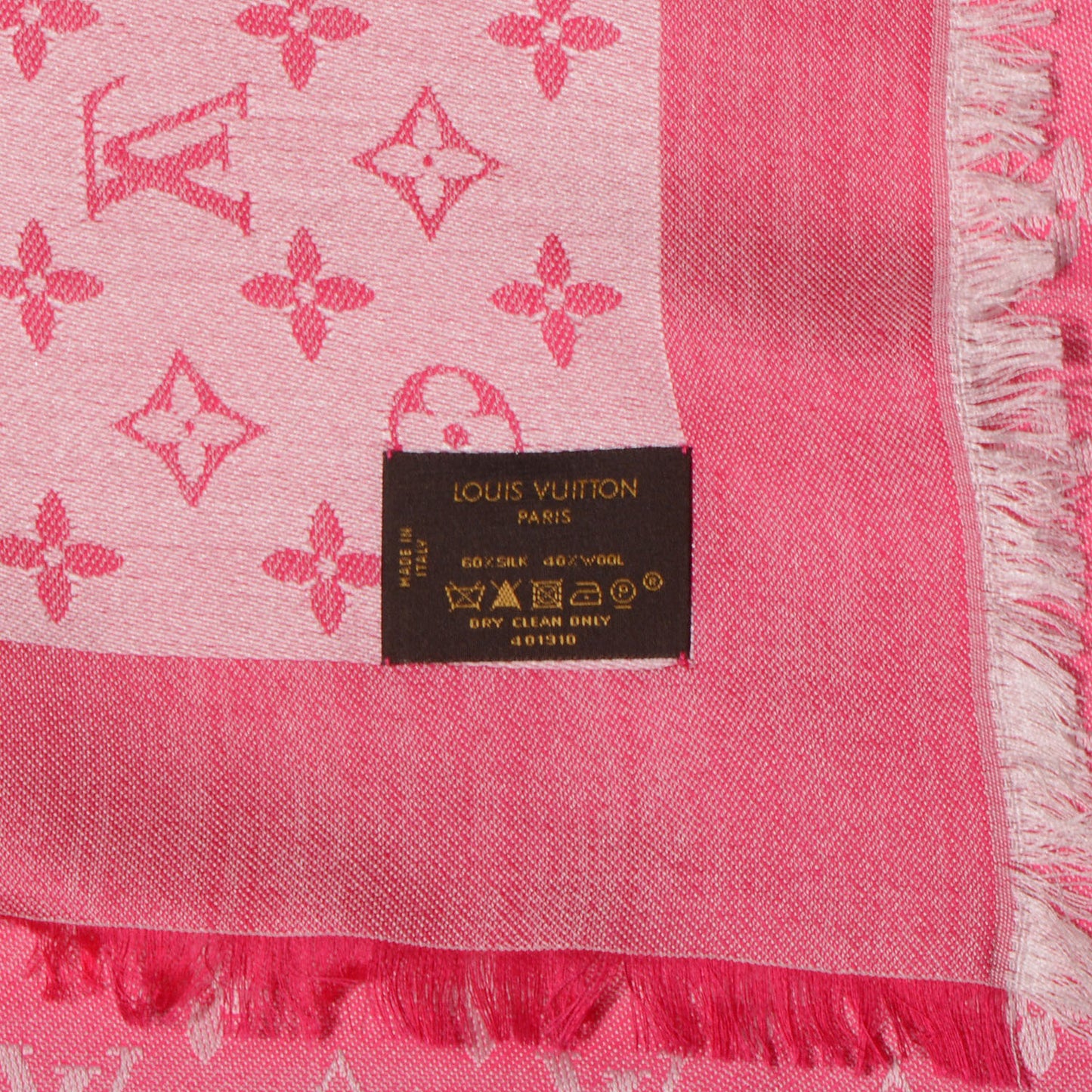 Silk Wool Monogram Denim Shawl Pivoine