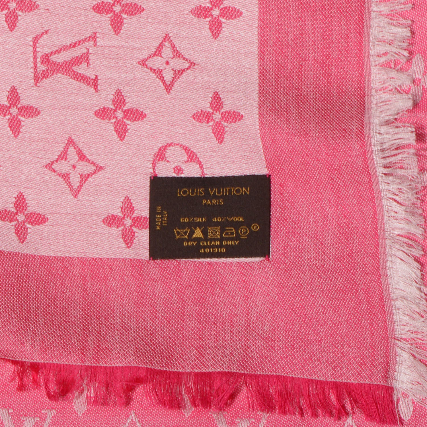 Louis Vuitton Silk Wool Monogram Denim Shawl Pivoine 5 of 5