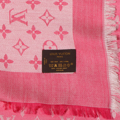 Louis Vuitton Silk Wool Monogram Denim Shawl Pivoine 5 of 5