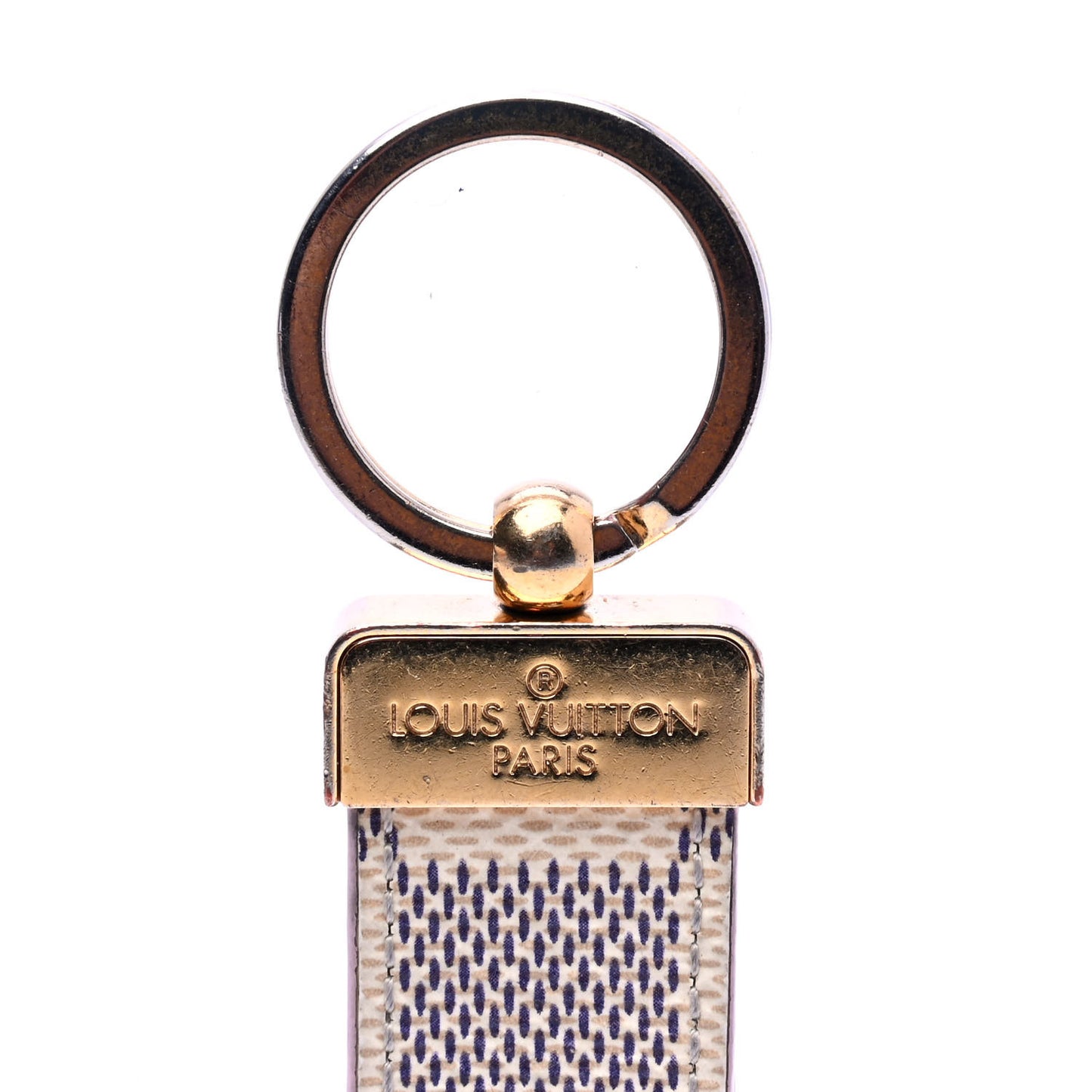 Damier Azur Dragonne Key Holder Rose Ballerine