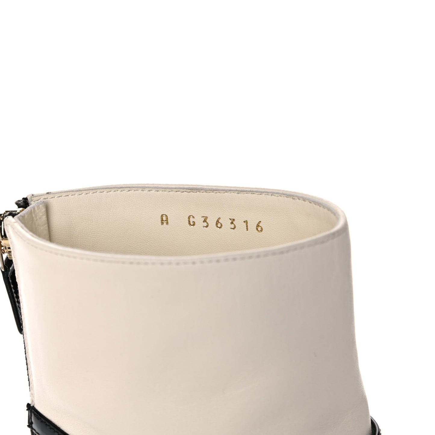 Lambskin Patent Calfskin Charms Ankle Boots 35.5 Ivory Black