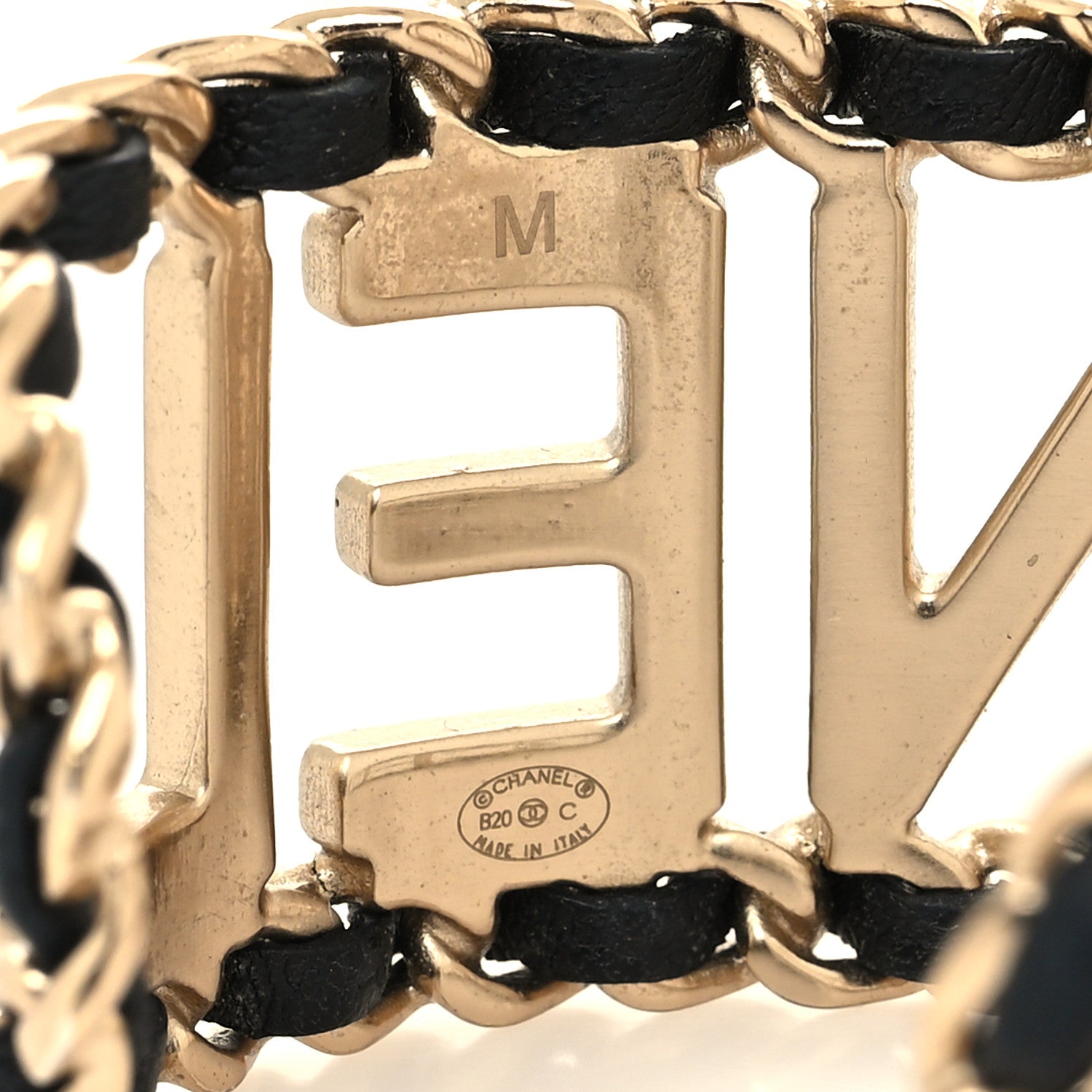 Chanel Lambskin Vintage Allure Cuff Bracelet M Black Gold 4 of 4