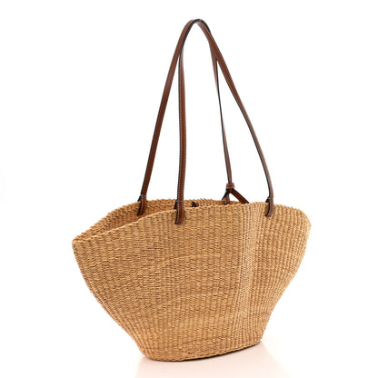 Loewe Raffia Calfskin Shell Basket Tote Natural Beige 3 of 10
