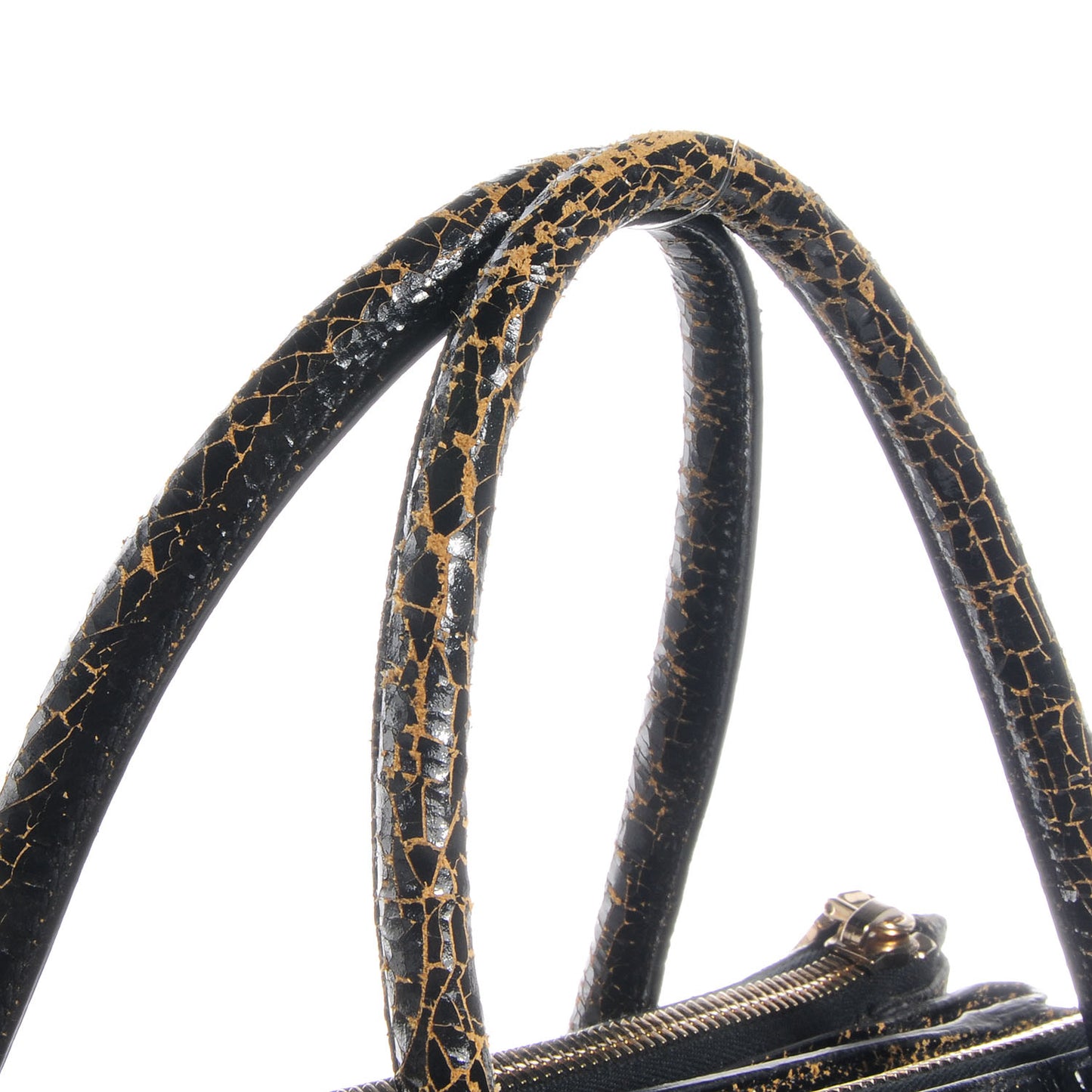 Leather Craquele Handbag Nero Black
