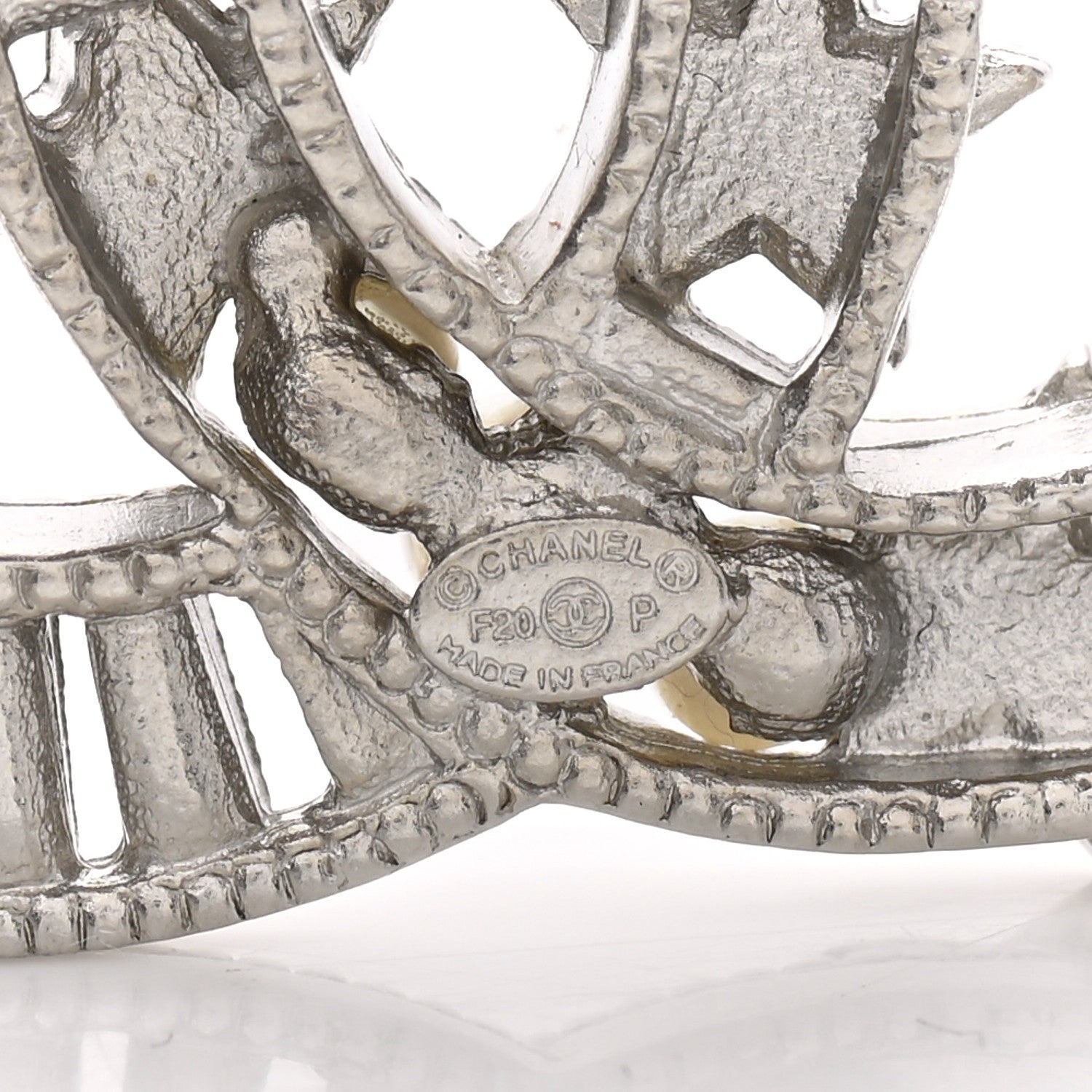 Chanel Crystal Pearl CC Star Coco Flapper Brooch Silver 5 of 6