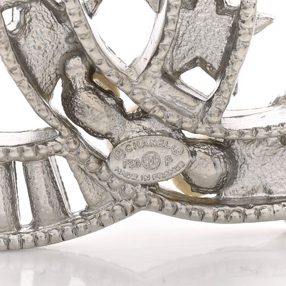 Chanel Crystal Pearl CC Star Coco Flapper Brooch Silver 5 of 6