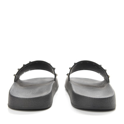 Valentino Garavani Rubber Rockstud Slide Sandals 40 Black 6 of 9