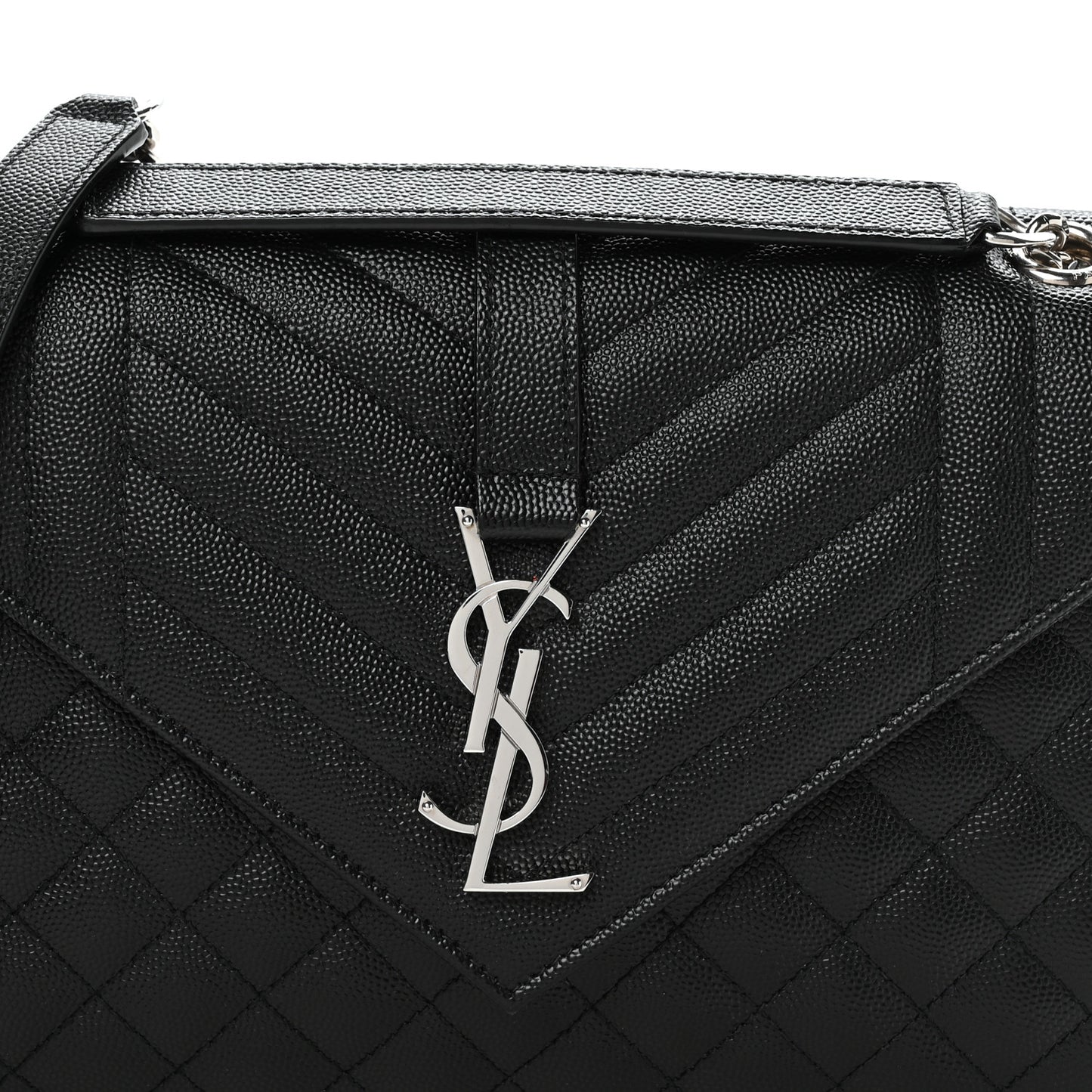 Grain De Poudre Textured Mixed Matelasse Triquilt Medium Monogram Satchel Black