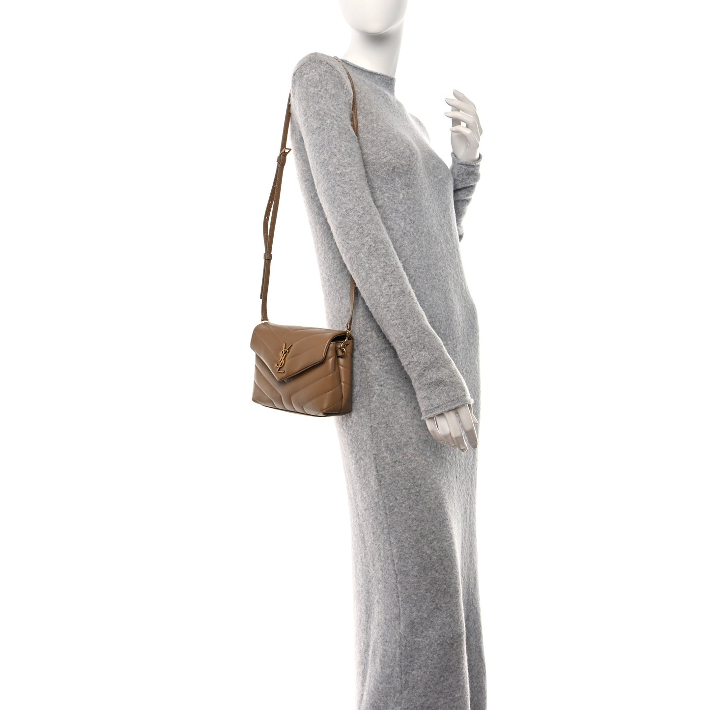 Calfskin Y Quilted Monogram Toy Loulou Crossbody Bag Latte