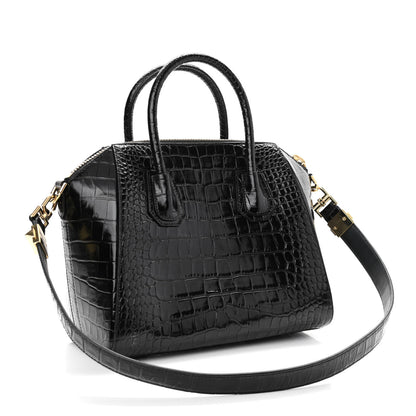 Givenchy Calfskin Crocodile Embossed Small Antigona Black 3 of 12
