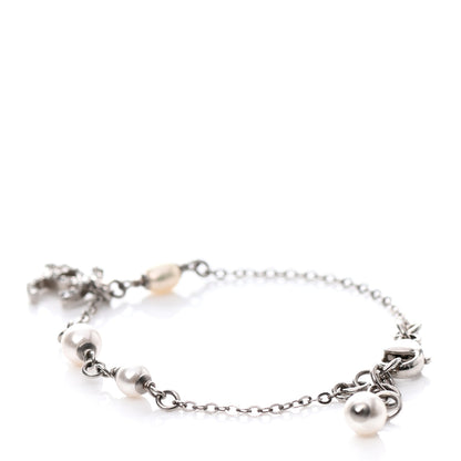Chanel Pearl Crystal CC Bracelet Silver Pearly White 3 of 4