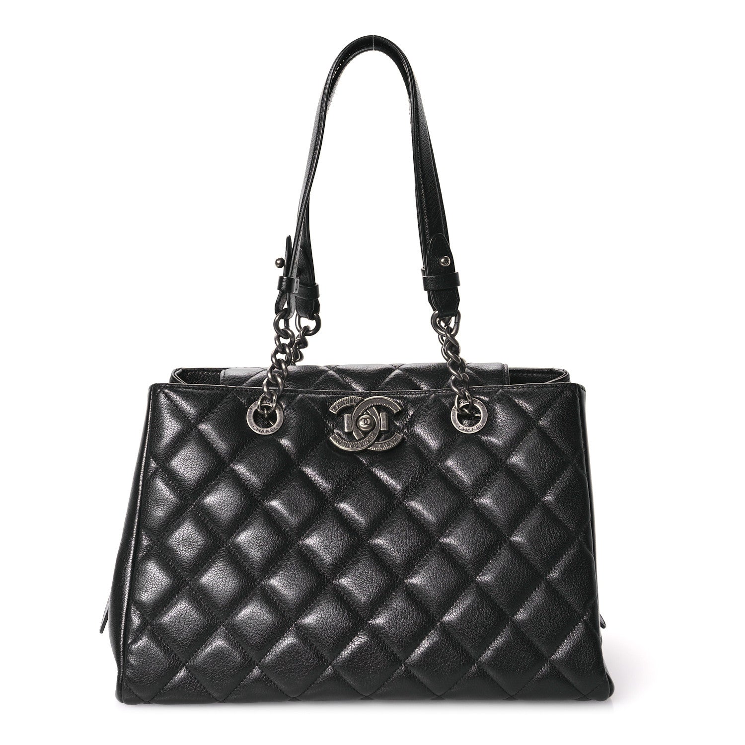 Chanel Metallic Goatskin Quilted Large City Rock Shopping Bag Black 1 of 11