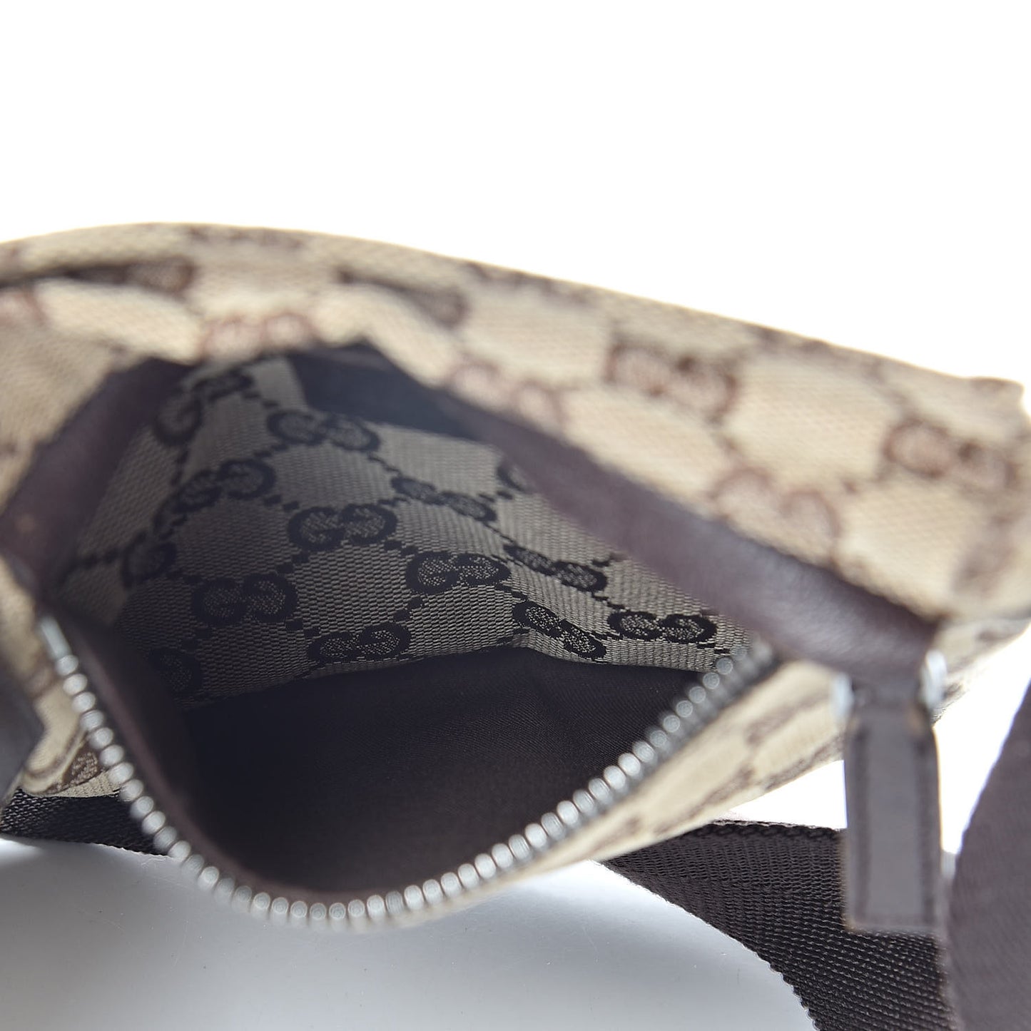 GG Monogram Double Pocket Belt Bag Dark Brown