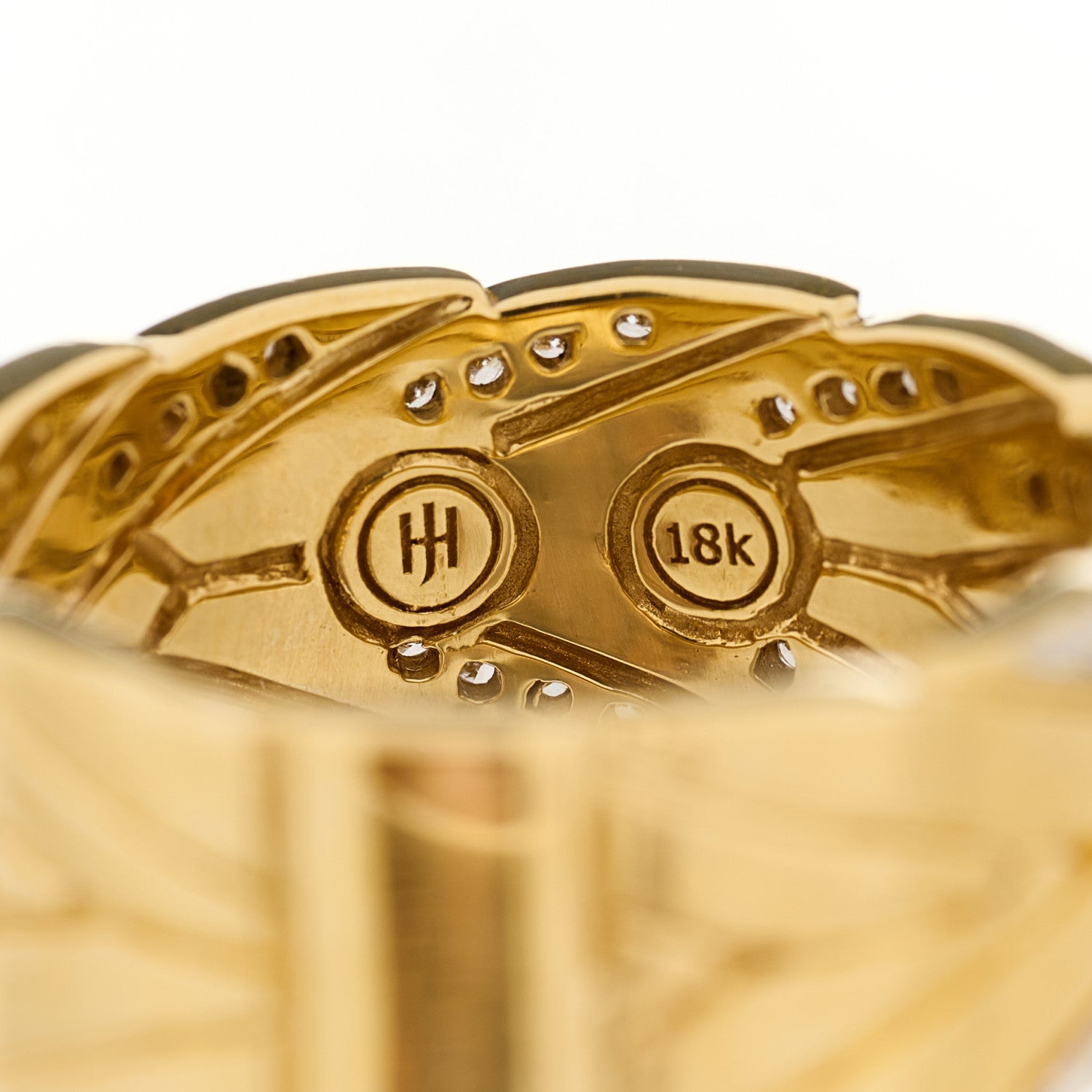John Hardy 18K Yellow Gold Diamond Modern Chain Band Ring 53 6.75 3 of 3