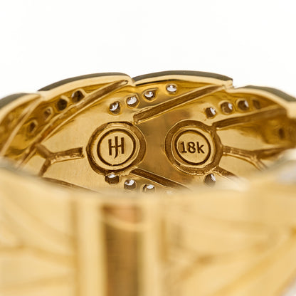 John Hardy 18K Yellow Gold Diamond Modern Chain Band Ring 53 6.75 3 of 3