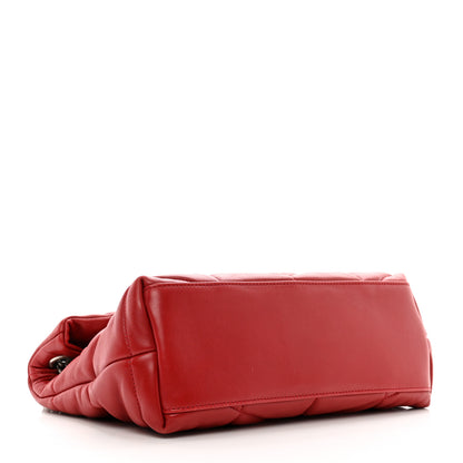 Saint Laurent Lambskin Quilted Small Loulou Puffer Monogram Chain Satchel Red 4 of 11