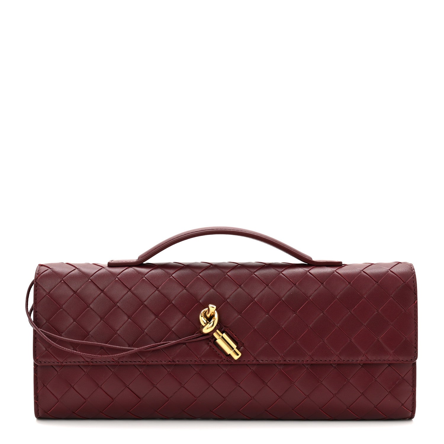 Bottega Veneta Nappa Intrecciato Long Andiamo Top Handle Clutch Barolo 1 of 6