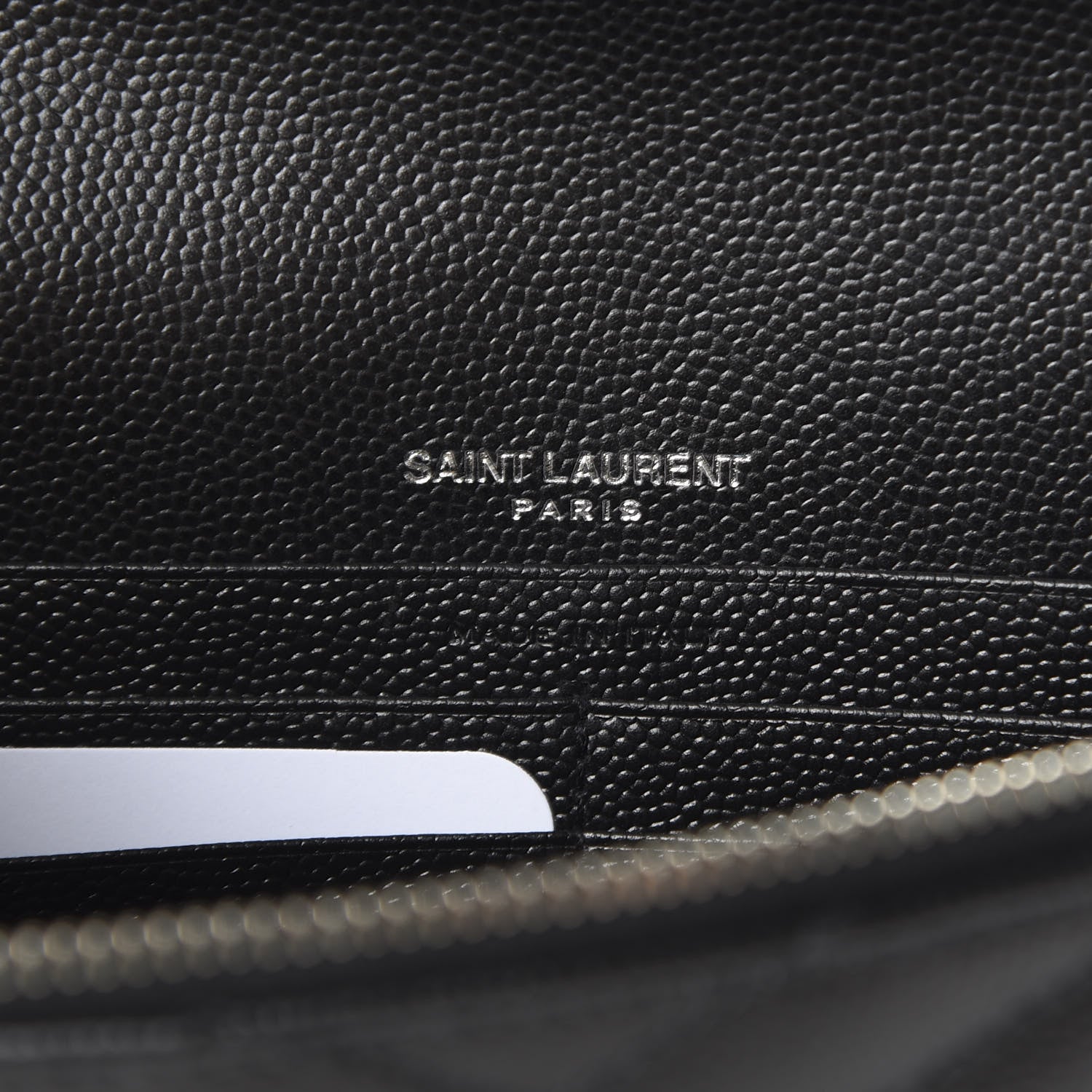 Saint Laurent Grain De Poudre Matelasse Chevron Monogram Envelope Chain Wallet Black 7 of 10