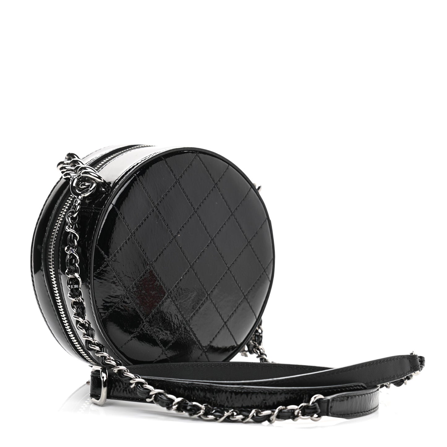Patent Round As Earth Evening Bag Black
