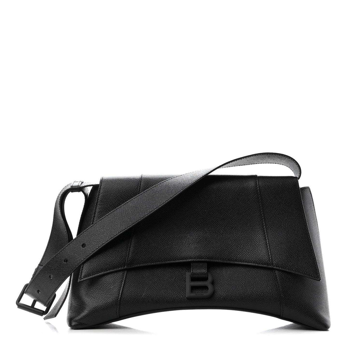 Grained Calfskin Monochrome M Downtown Shoulder Bag Black