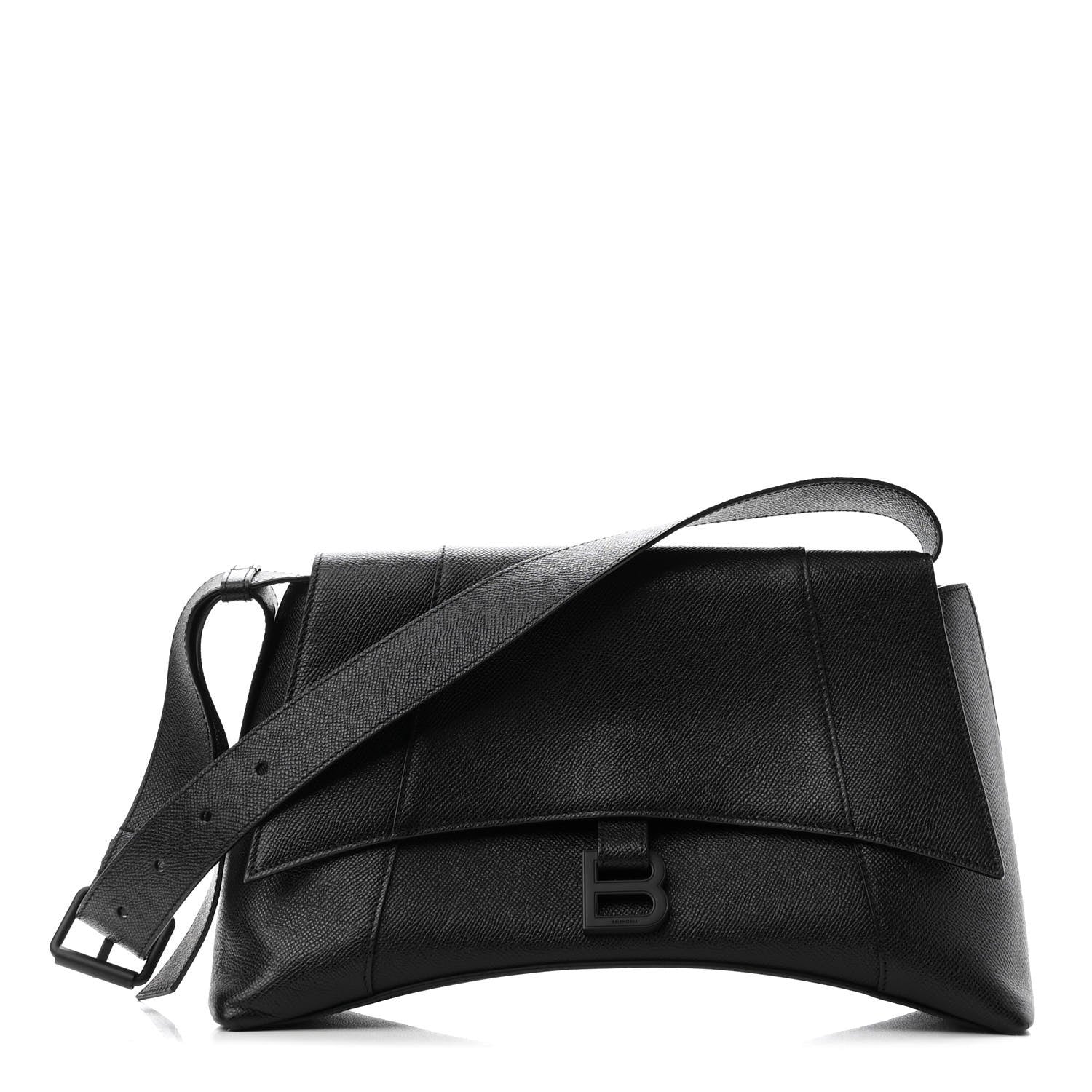 Balenciaga Grained Calfskin Monochrome M Downtown Shoulder Bag Black 1 of 10